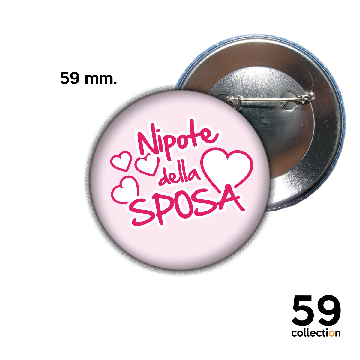 59 COLLECTION pins, spilla, spilletta - NIPOTE della Sposa - collezione CUORI